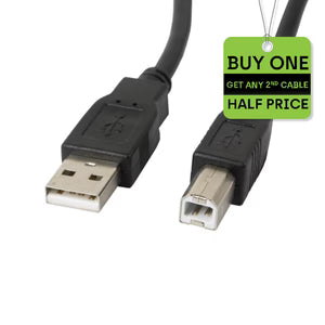 USB A - B "Printer" Cable | Ferrite Core | USB 2.0 | 1.8m